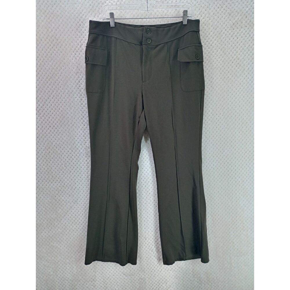 Halara Women's 1X Olive High Waisted Side Flap Pocket Flare Casual Cargo Pants